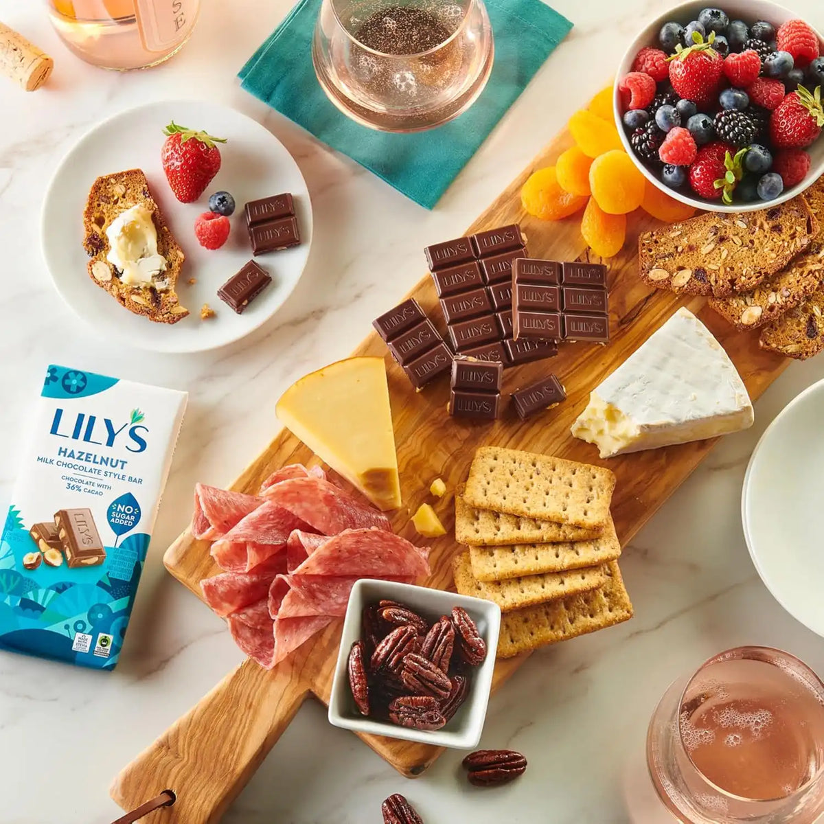 LILY'S Hazelnut Milk Chocolate Style No Sugar Added, Sweets Bars, 2.8 oz (12 Count)