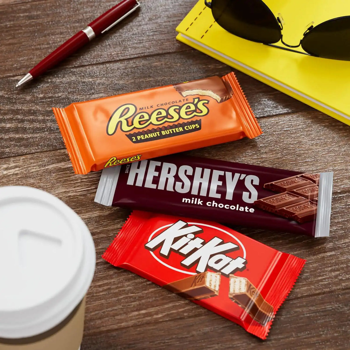 HERSHEY'S, KIT KAT and REESE'S Assorted Milk Chocolate Candy Variety Box, 27.3 oz, (Pack of 108)