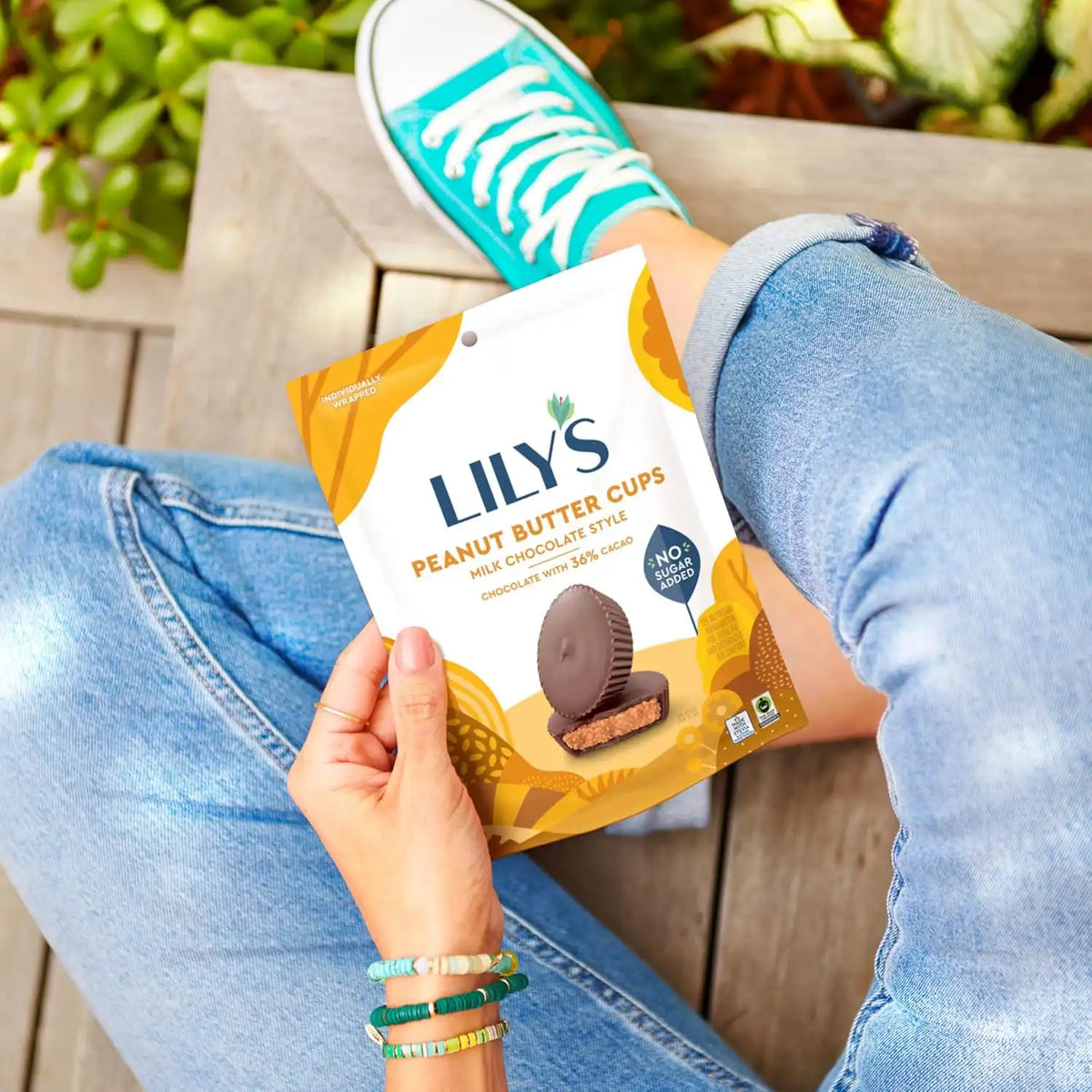 LILY'S Milk Chocolate Style Peanut Butter Cups No Sugar Added, Sweets Bag, 3.2 oz (Pack of 2)