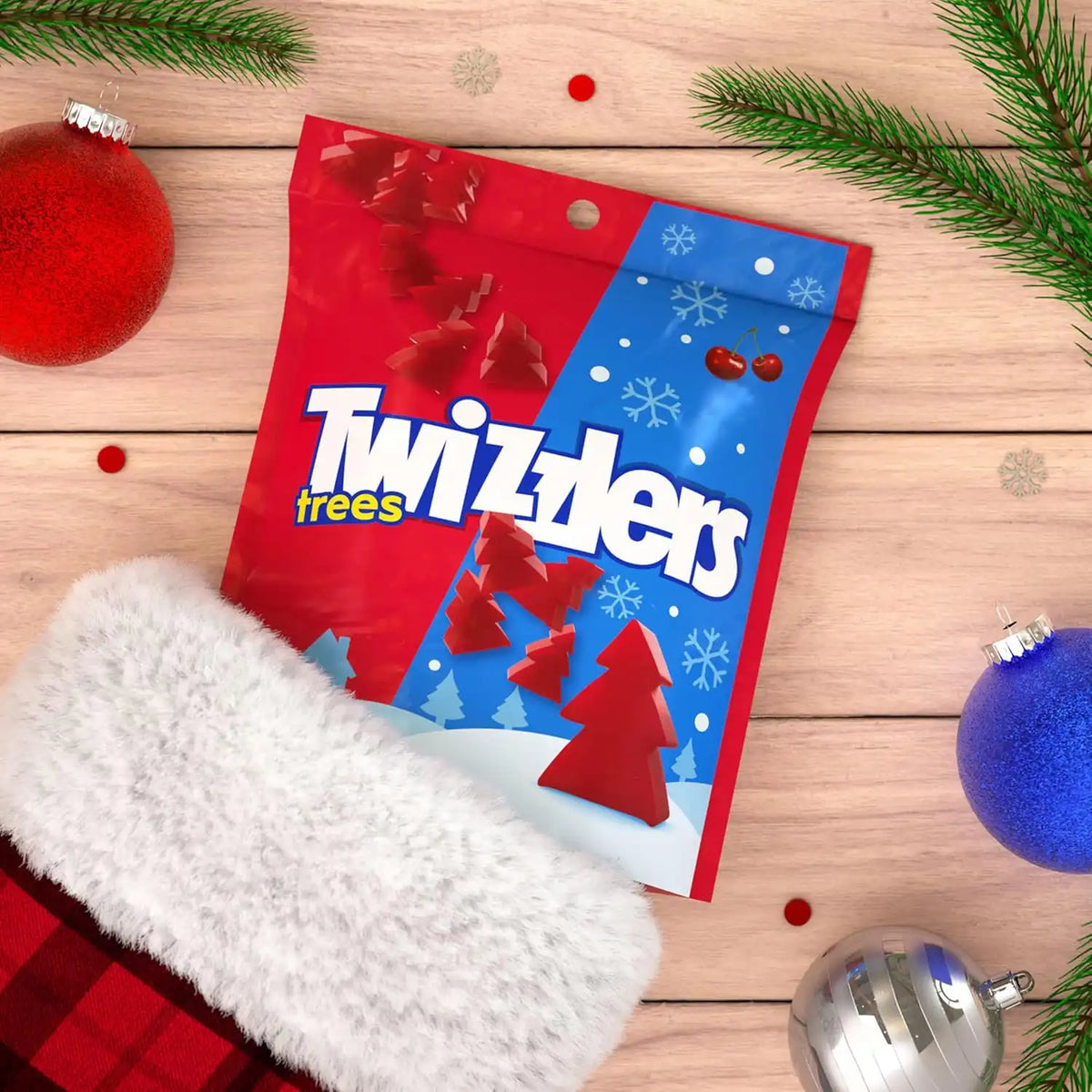 TWIZZLERS Cherry Flavored Trees Christmas Licorice Candy, 7.1 oz Bag