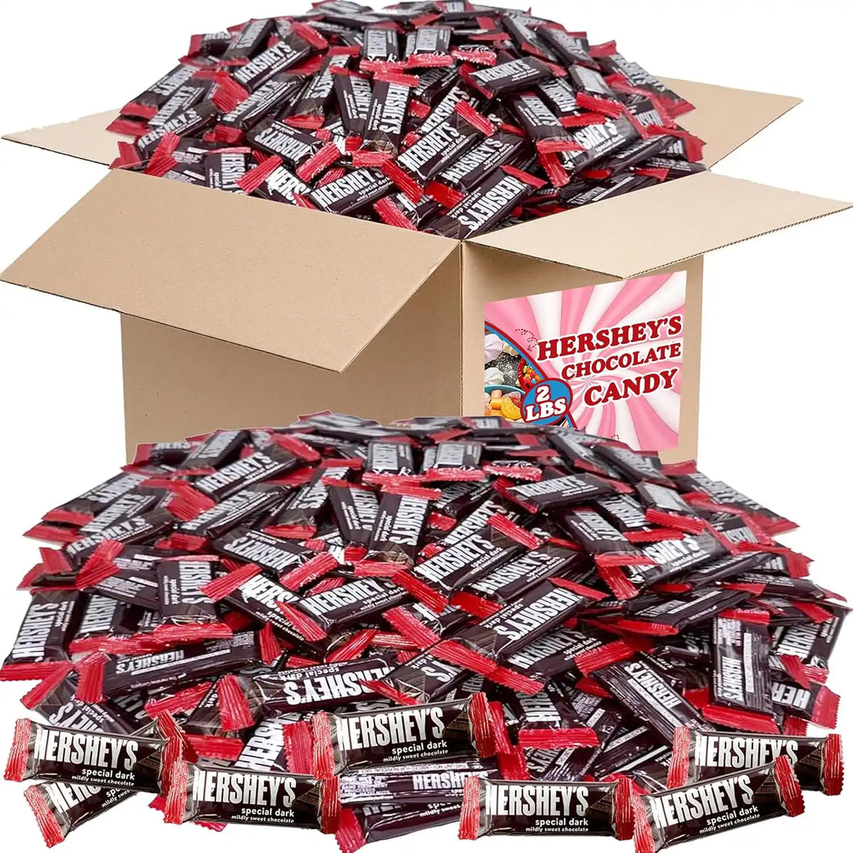Hershey's Special Dark Mini Chocolate Bars, 2 LB Bulk, Mildly Sweet Chocolate Candy Snack Size Bars, Individually Wrapped Dark Chocolate Candy Bars, for Parties, Office Bowl